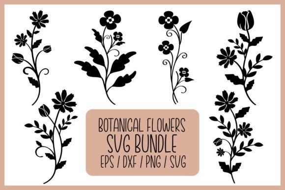 Botanical Flowers SVG Clipart Bundle for Graphics and Crafts