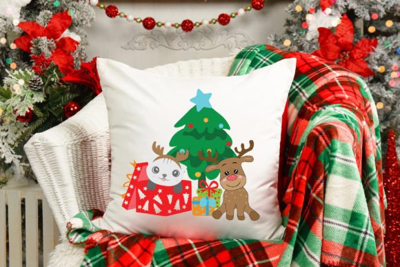 Christmas Kitten, Cute Reindeer Png Graphics and Print Templates