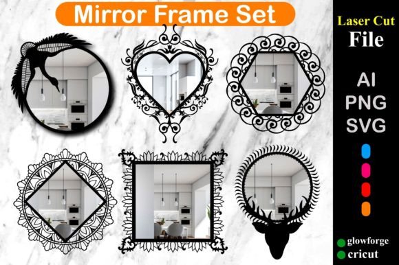 Decorative Mirror Frame Laser Cut Bundle for Wall Decor