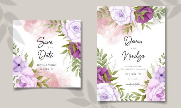 Elegant Purple Flower Wedding Card