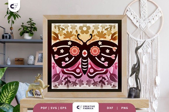 Floral Butterfly 3D Layered Paper Cut: A 3D SVG Animals Asset for Editors