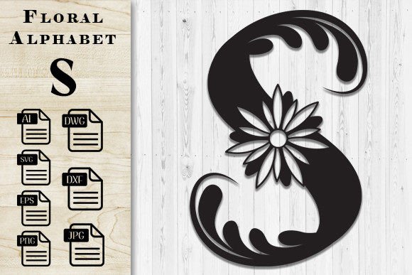 Floral Butterfly Alphabet Laser Cut S for Wall Decor