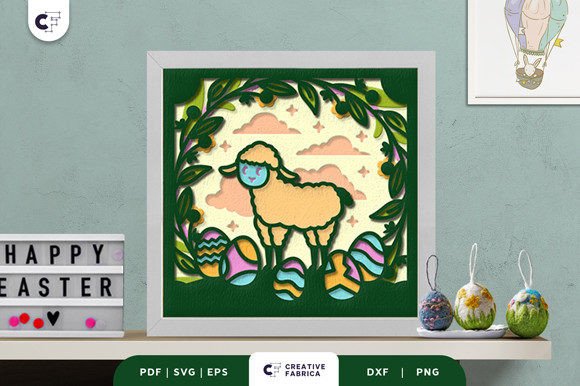 Floral Easter Lamb 3D Layered Paper Cut for 3D SVG