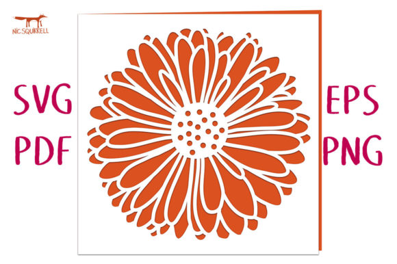 Gerbera Flower Card SVG Cut File for Laser Cutting and Cards