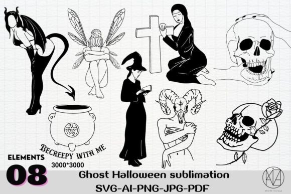 Ghost Halloween Sublimation SVG Graphics and Print Templates