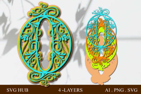 Layered Floral Letter O: 3D SVG for Shadow Boxes