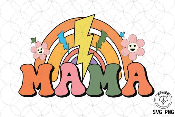 Mama Rainbow Retro SVG Sublimation Graphics for Crafts