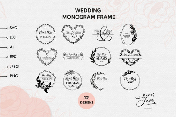 Wedding Frame Monogram Svg Bundle: Graphics for Crafts & Branding