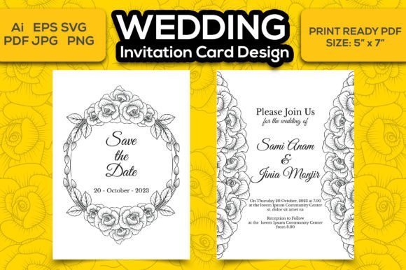 Wedding Invitation Card Design for Print Graphics